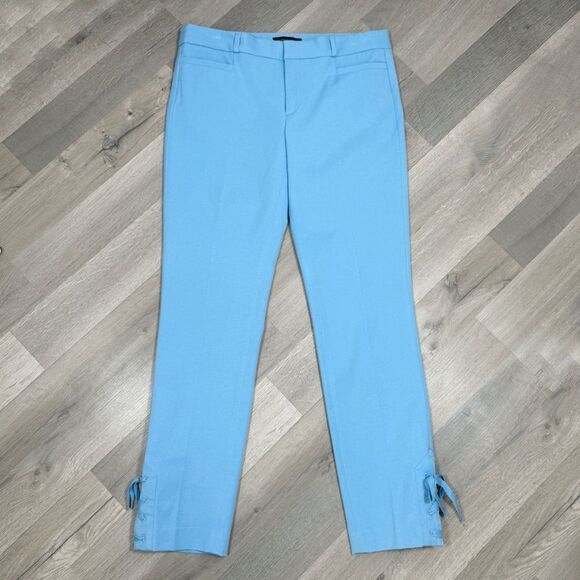 Banana Republic Lace Up Ankle Sloan Crop Pants Sky Blue 8 Long - Picture 15 of 15